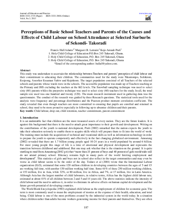 (PDF) Perceptions of Basic School Teachers and Parents of the Causes ...