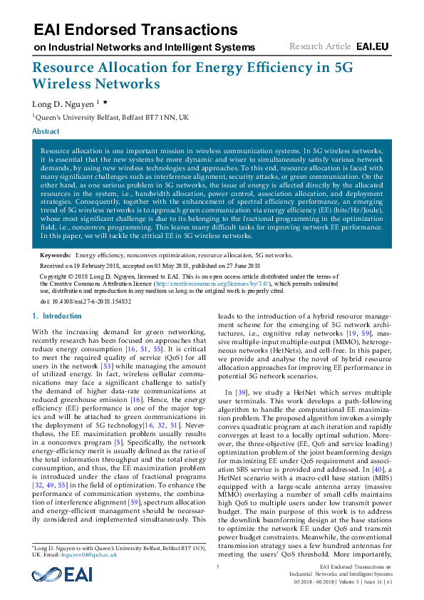 (PDF) Resource Allocation for Energy Efficiency in 5G Wireless Networks