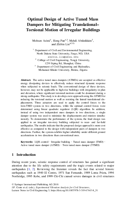 (PDF) Optimal Design of Active Tuned Mass Dampers for Mitigating ...