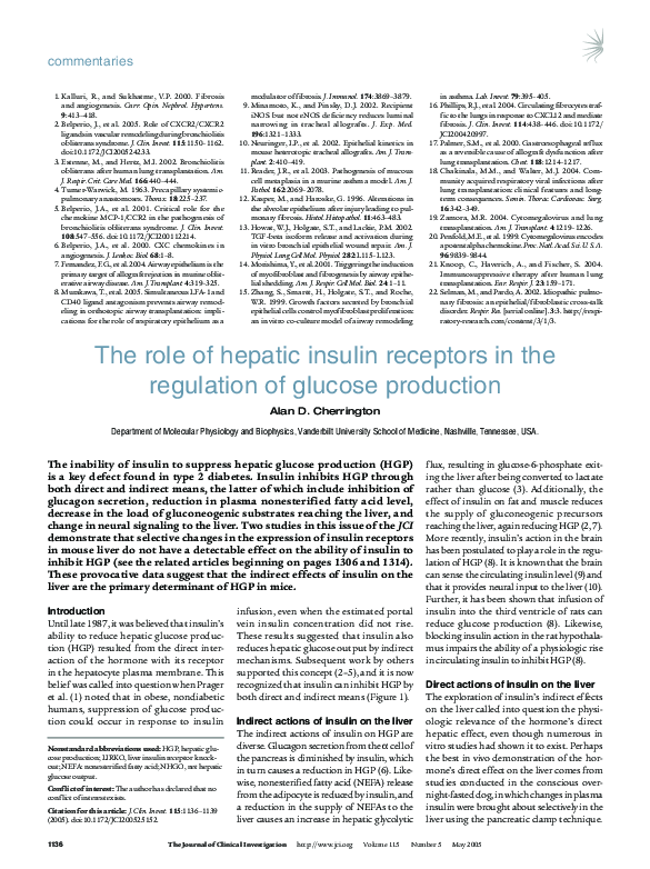 (PDF) The role of hepatic insulin receptors in the regulation of ...