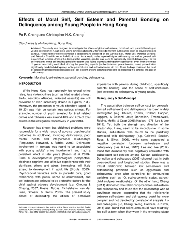 (PDF) Effects of Moral Self, Self Esteem and Parental Bonding on ...