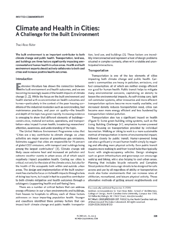 (PDF) Climate and Health in Cities: A challenge for the built environment