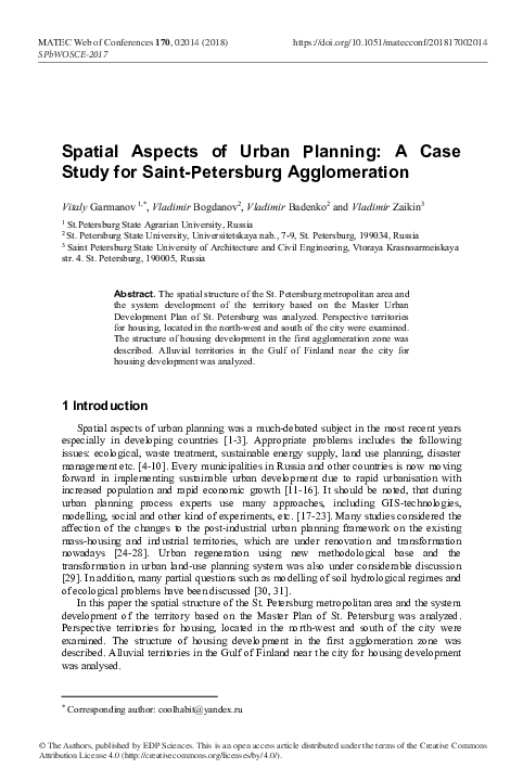 (PDF) Spatial Aspects of Urban Planning: A Case Study for Saint ...