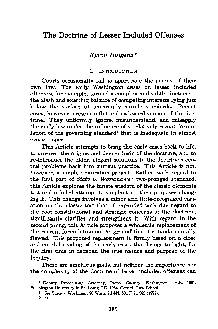(PDF) The Doctrine of Lesser Included Offenses