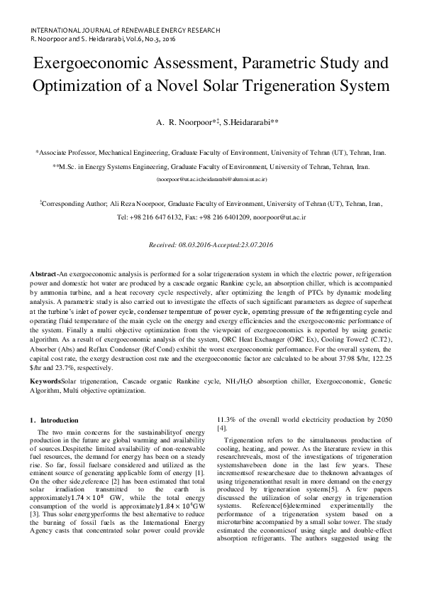 (PDF) Exergoeconomic assessment, parametric study and optimization of a ...