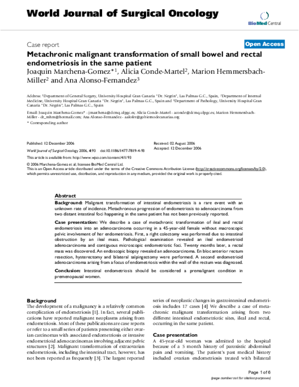 (PDF) Metachronic malignant transformation of small bowel and rectal ...