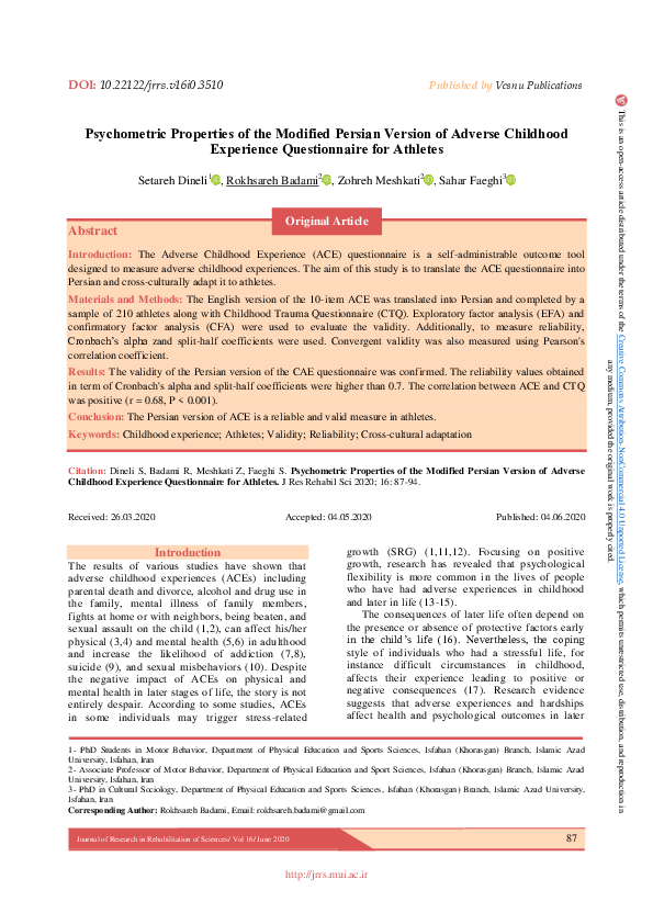 (PDF) Psychometric Properties of the Modified Persian Version of ...