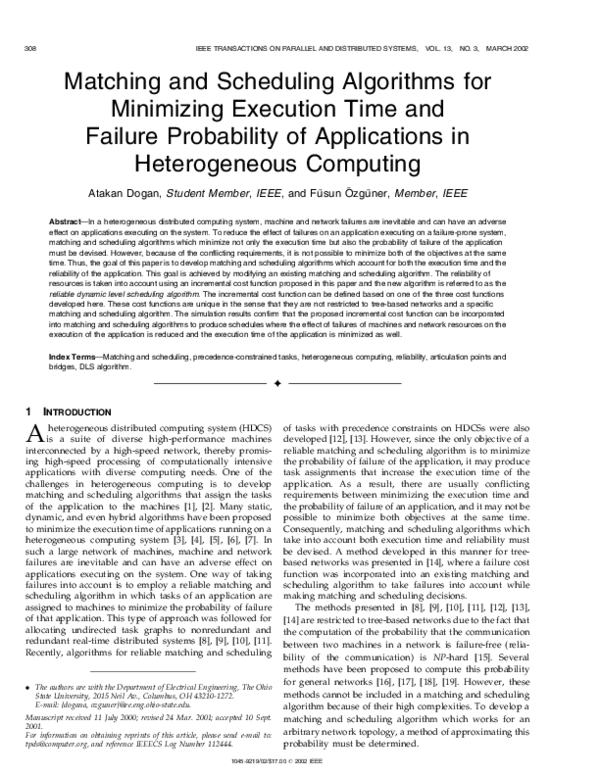 (PDF) Matching and scheduling algorithms for minimizing execution time ...