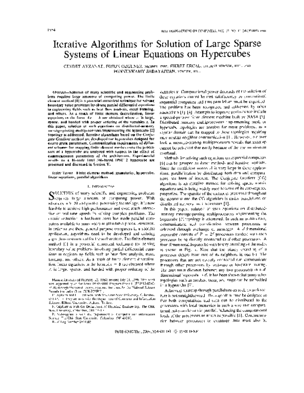 (PDF) Iterative algorithms for solution of large sparse systems of ...