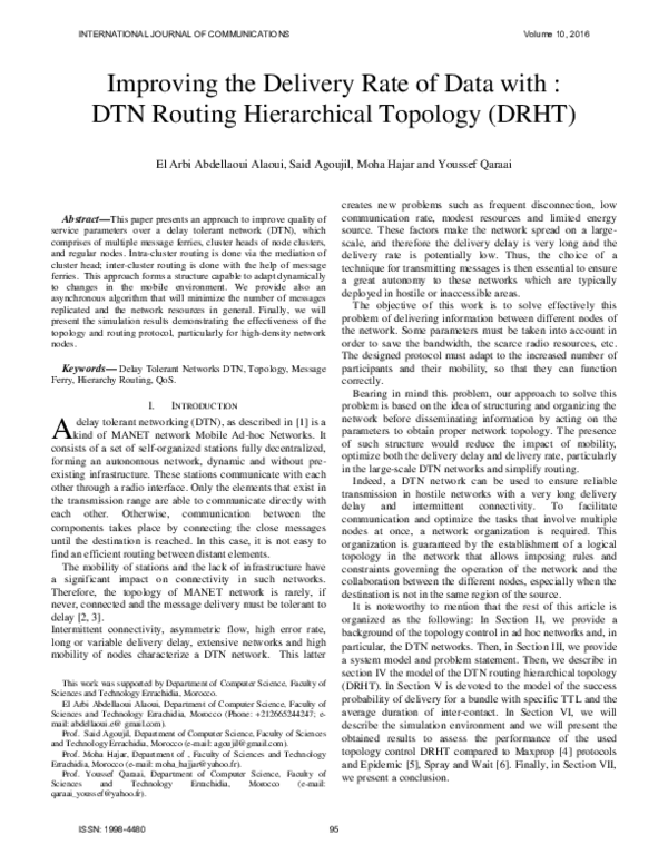 (PDF) Improving the Delivery Rate of Data with : DTN Routing ...
