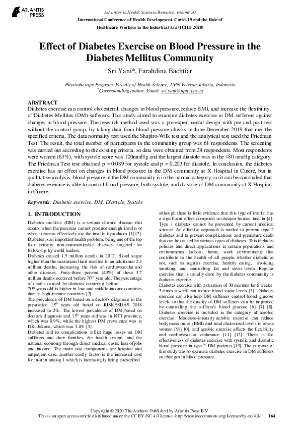 (PDF) Effect of Diabetes Exercise on Blood Pressure in the Diabetes ...