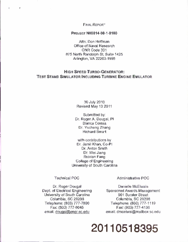 (PDF) High Speed TurboGenerator Test Stand Simulator Including