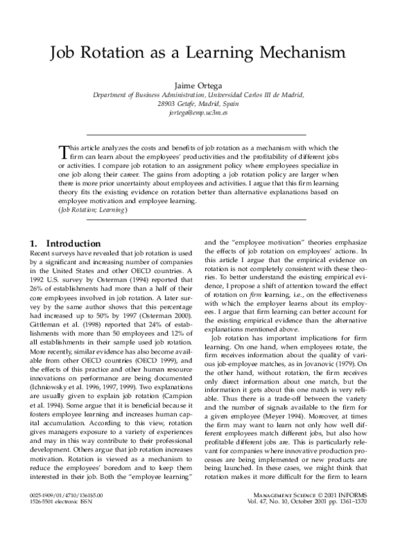 (PDF) Job rotation as a learning mechanism