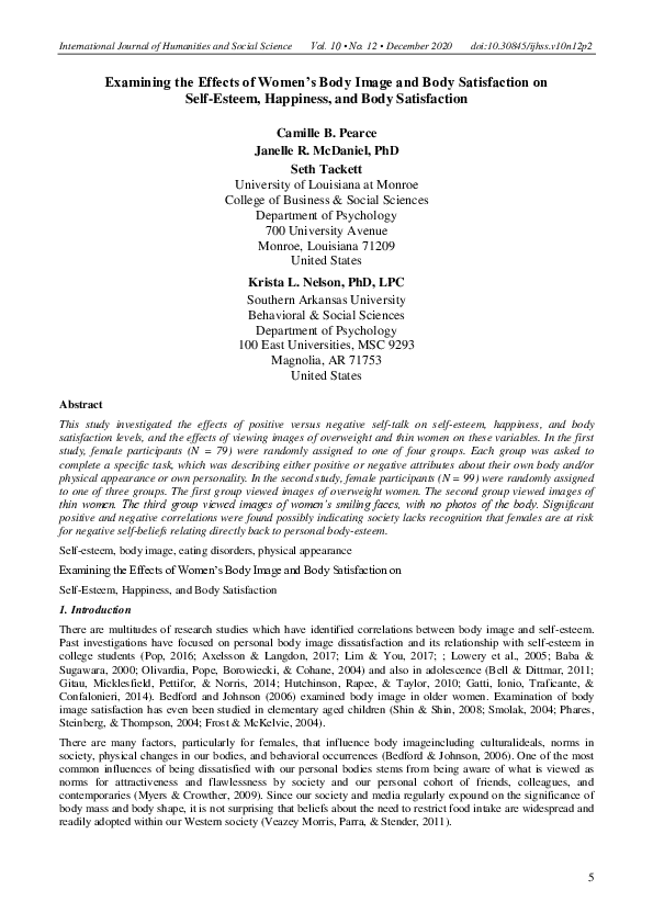 (PDF) Examining the Effects of Women’s Body Image and Body Satisfaction ...