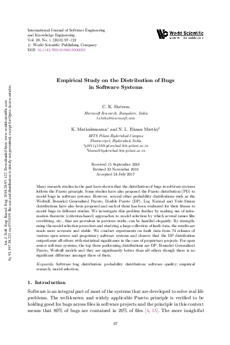 (PDF) Empirical Study on the Distribution of Bugs in Software Systems