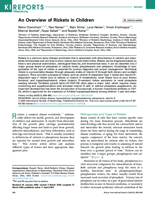 (PDF) An Overview of Rickets in Children