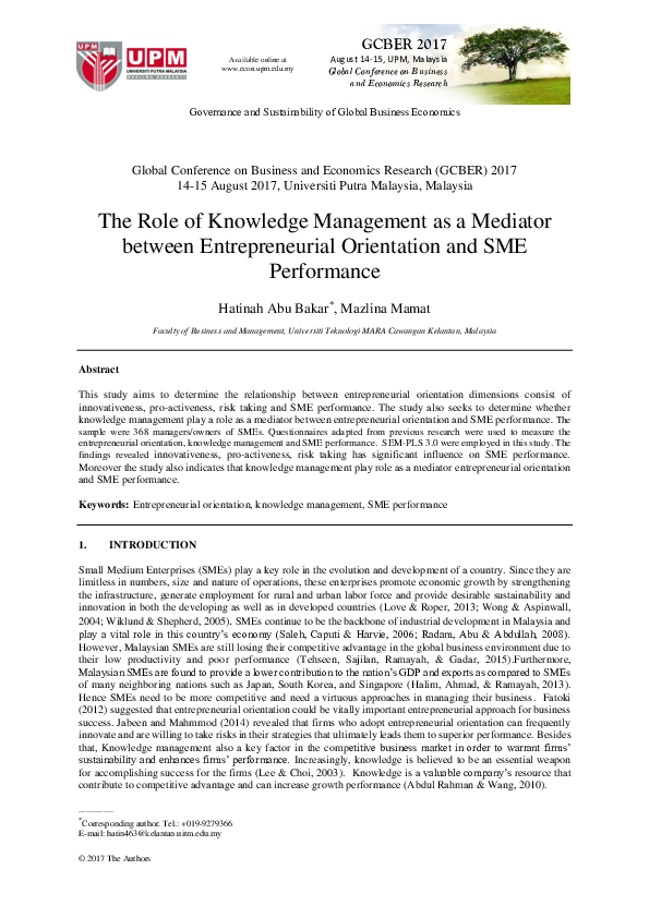 (PDF) The Role of Knowledge Management as a Mediator between ...