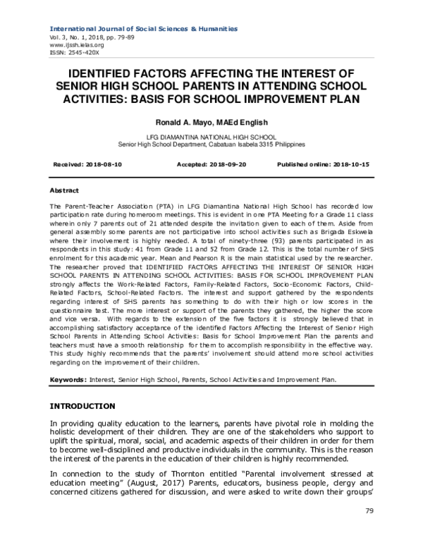 (PDF) Identified Factors Affecting the Interest of Senior High School ...