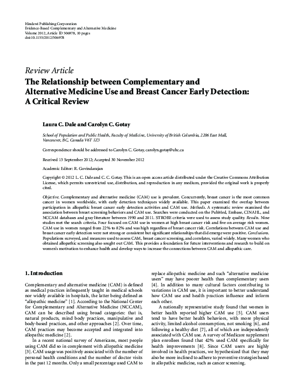 (PDF) The Relationship between Complementary and Alternative Medicine ...