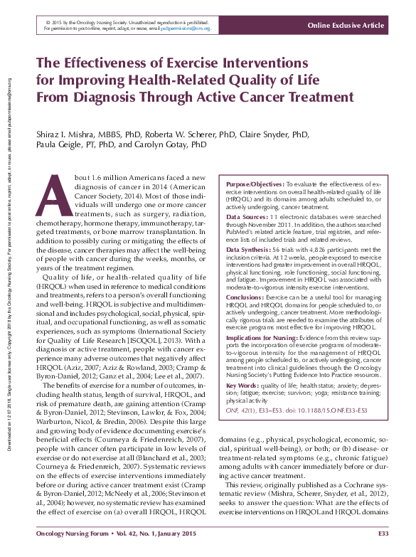 (PDF) The Effectiveness of Exercise Interventions for Improving Health ...