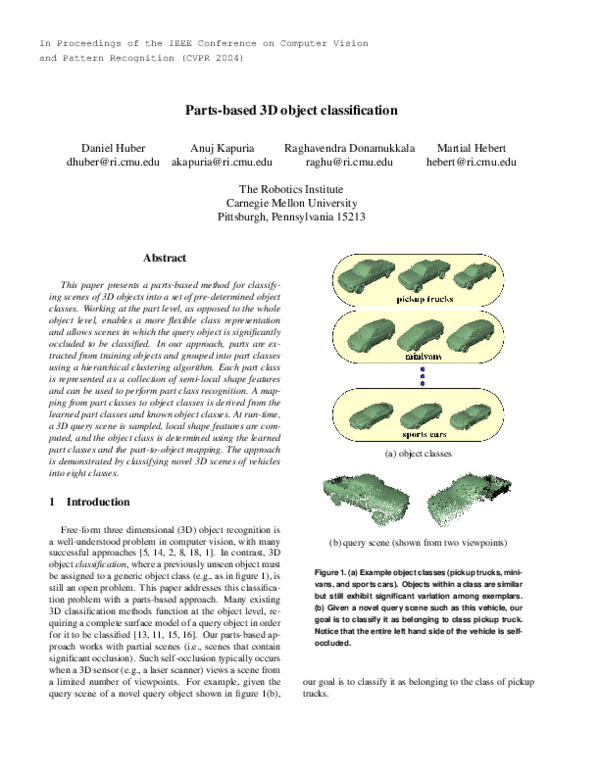 (PDF) Parts-based 3D object classification