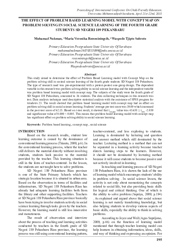 (PDF) The Effect of Problem Based Learning Model With Concept Map on ...