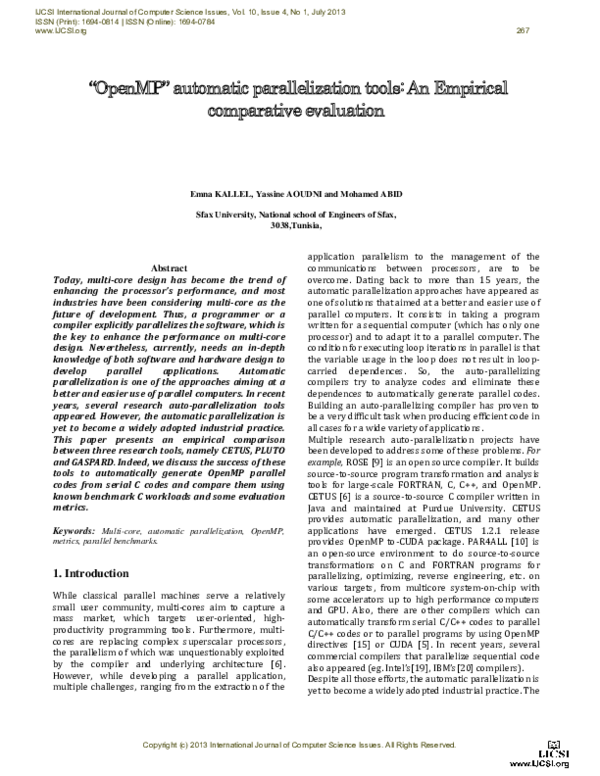 (PDF) "OpenMP" automatic parallelization tools: An Empirical ...