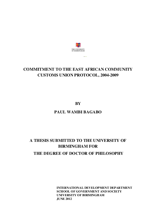 (PDF) Commitment to the East African community customs union protocol ...