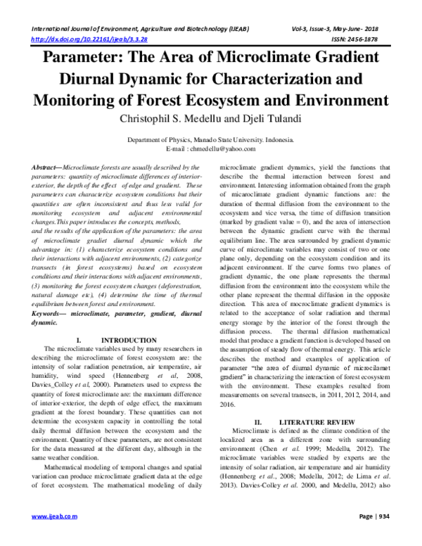 (PDF) Parameter: The Area of Microclimate Gradient Diurnal Dynamic for ...