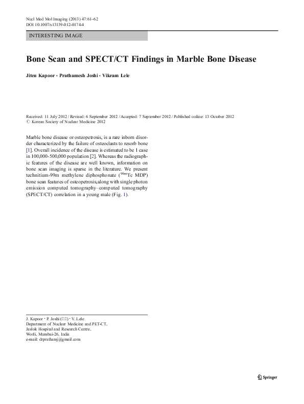 (PDF) Bone Scan and SPECT/CT Findings in Marble Bone Disease jiten