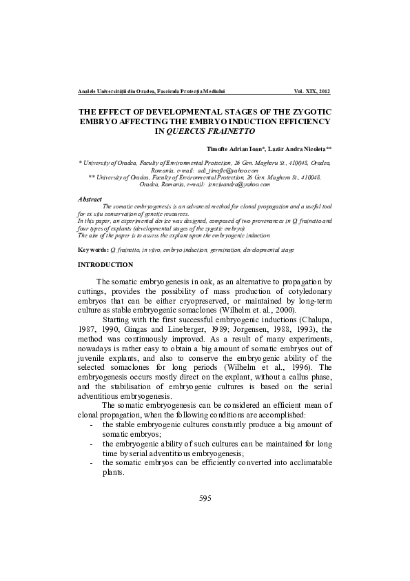 (PDF) The effect of developmental stages of the zygotic embryo ...