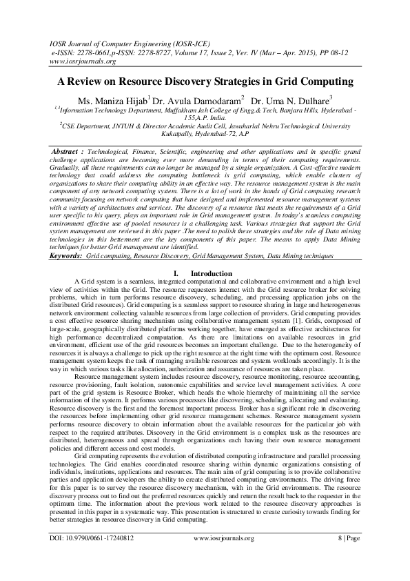 (PDF) A Review on Resource Discovery Strategies in Grid Computing