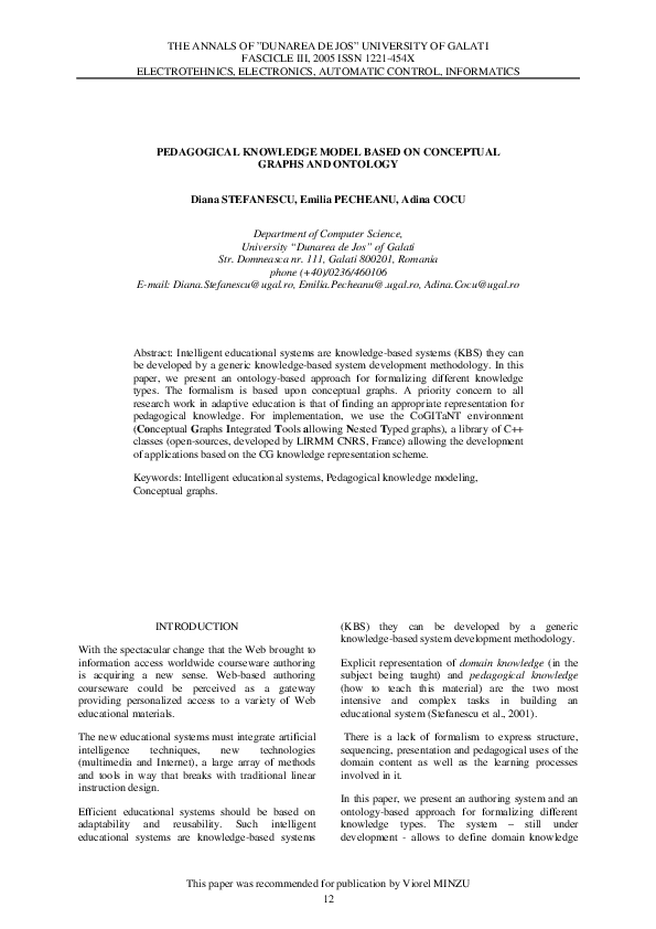 (PDF) Pedagogical Knowledge Model Based on Conceptual Graphs and Ontology