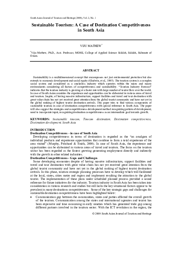 (PDF) Sustainable Tourism: A Case of Destination Competitiveness in ...