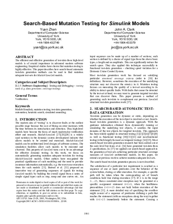 (PDF) Search-based mutation testing for simulink models