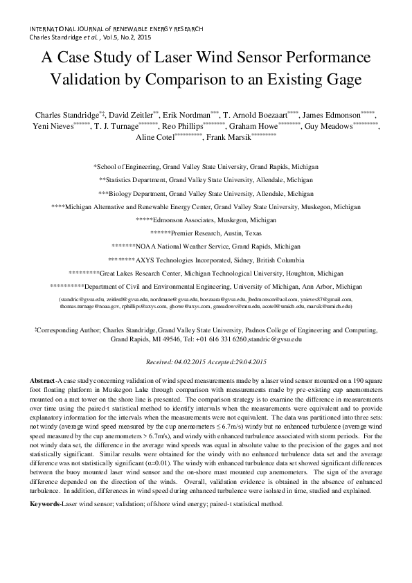 (PDF) A Case Study of Laser Wind Sensor Performance Validation by ...