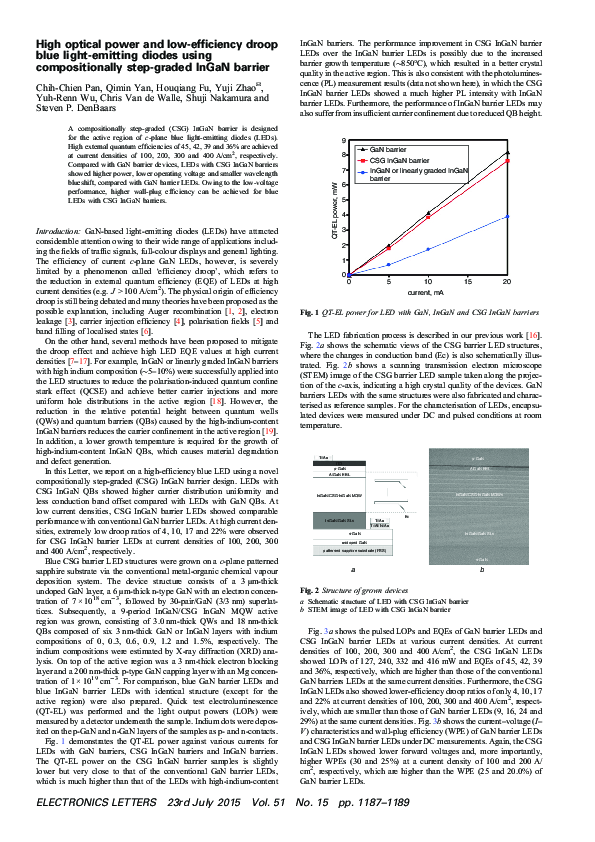 (PDF) High optical power and low-efficiency droop blue light-emitting ...