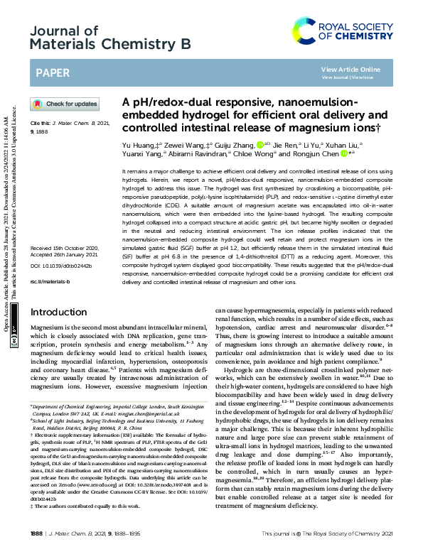 (PDF) A pH/redox-dual responsive, nanoemulsion-embedded hydrogel for ...