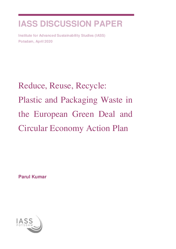 (PDF) Reduce, Reuse, Recycle : Plastic and Packaging Waste in the ...