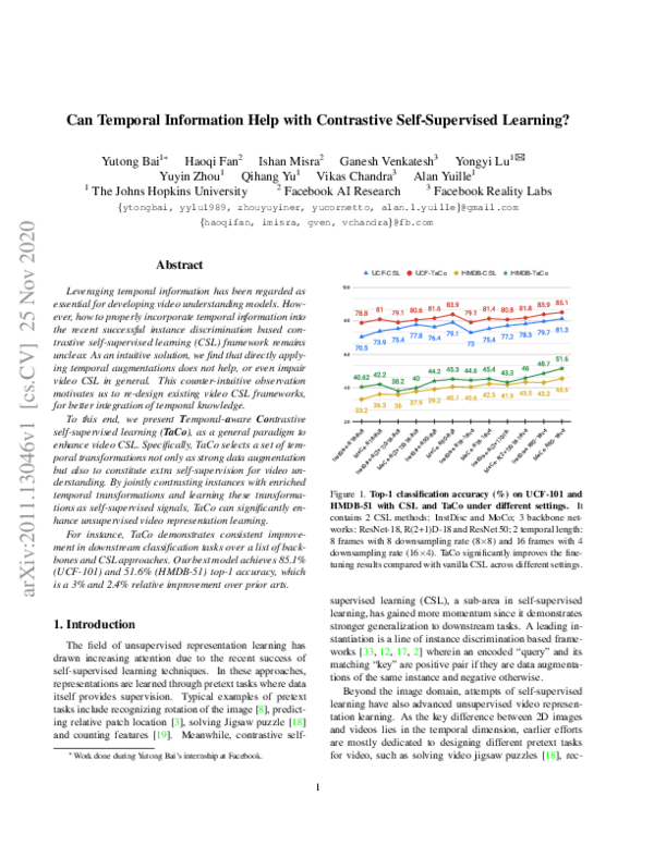 (PDF) Can Temporal Information Help with Contrastive Self-Supervised ...