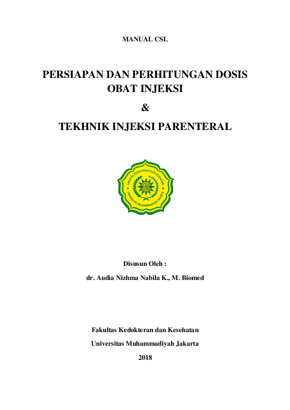 (PDF) MANUAL CSL INJEKSI MENYIAPKAN MENYUNTIK IM IV