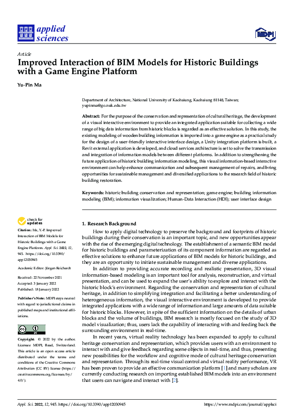 (PDF) Improved Interaction of BIM Models for Historic Buildings with a ...