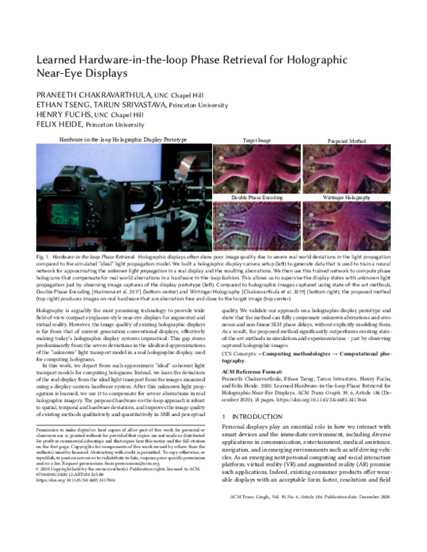 (PDF) Learned hardware-in-the-loop phase retrieval for holographic near ...