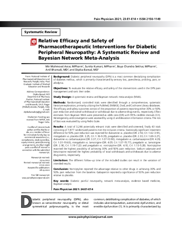 (PDF) Relative Efficacy and Safety of Pharmacotherapeutic Interventions ...