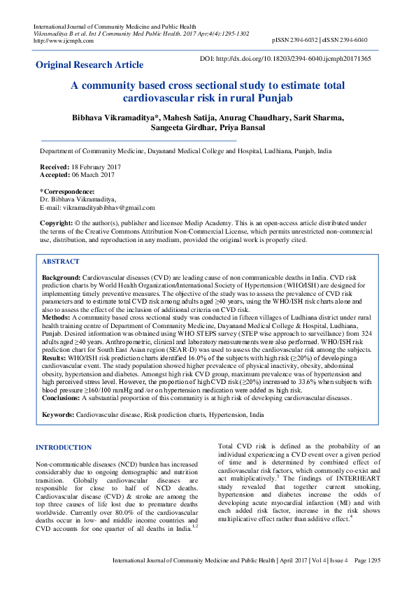 (PDF) A community based cross sectional study to estimate total ...