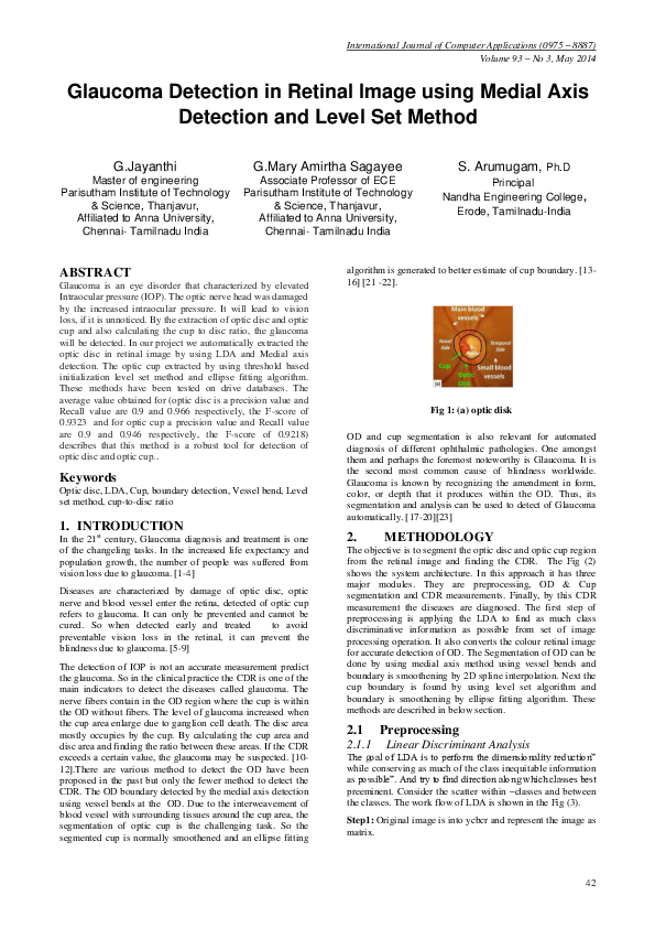 (PDF) Glaucoma Detection in Retinal Image using Medial Axis Detection ...