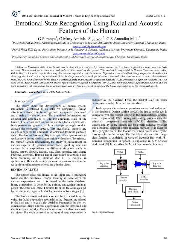 (PDF) Emotional State Recognition Using Facial and Acoustic Features of ...