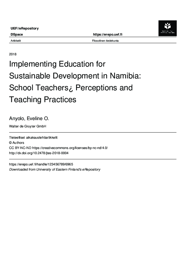 (PDF) Implementing Education for Sustainable Development and ...