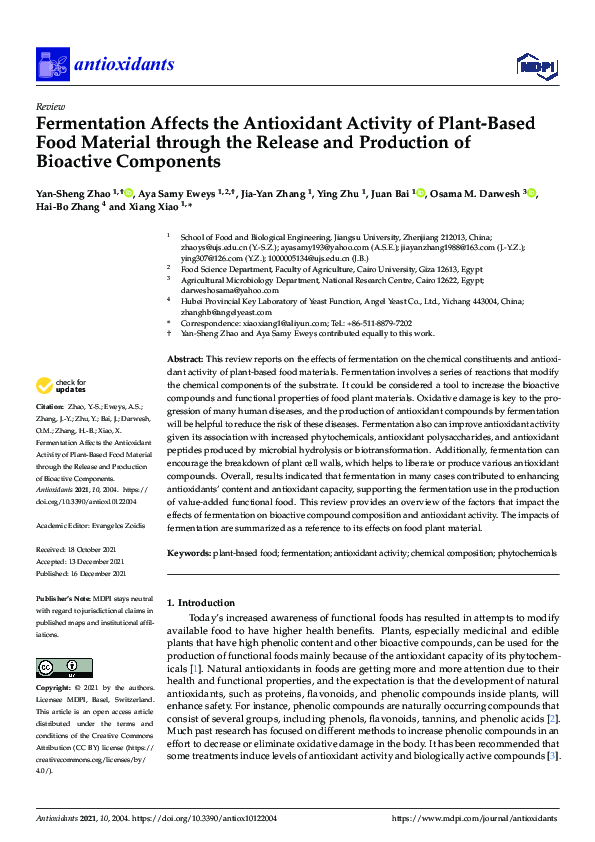 (PDF) Fermentation Affects the Antioxidant Activity of Plant-Based Food ...