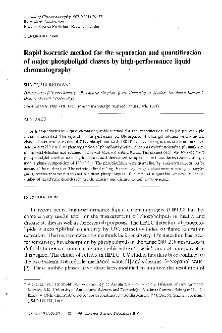 (PDF) Rapid isocratic method for the separation and quantification of ...